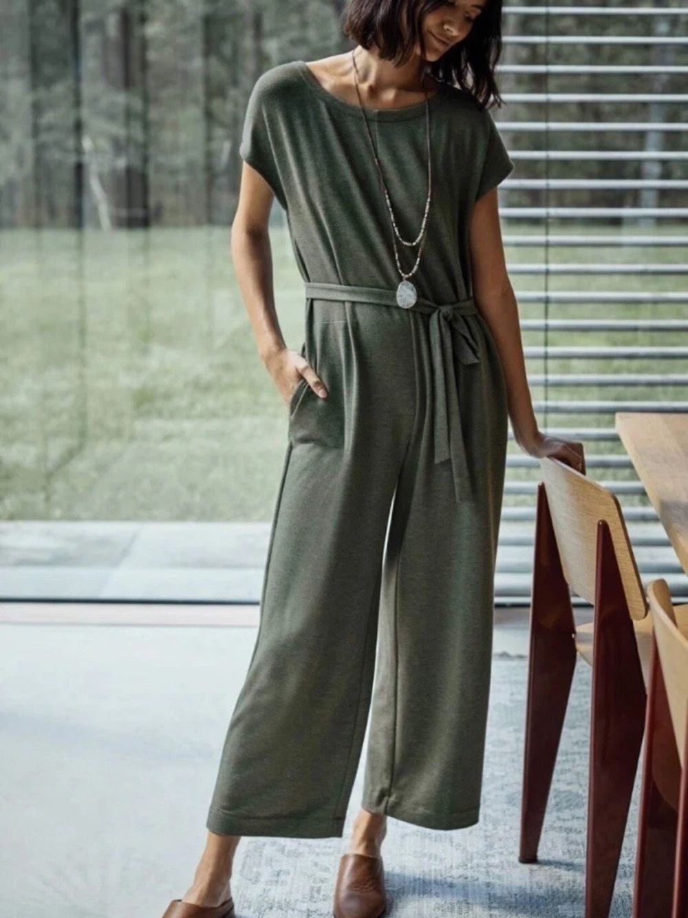 J Jill Dry Moss Heathers Soft Knit Jumpsuit size xl nwt